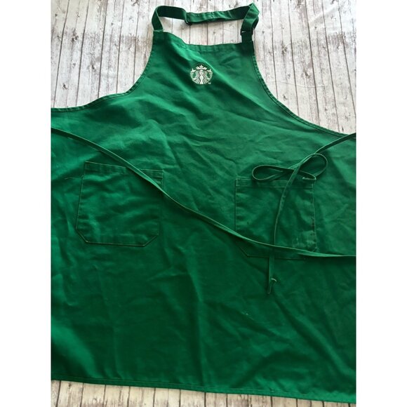 Starbucks Green Apron Coffee Barista Uniform Embroidered Logo 2-Pocket - Picture 1 of 8